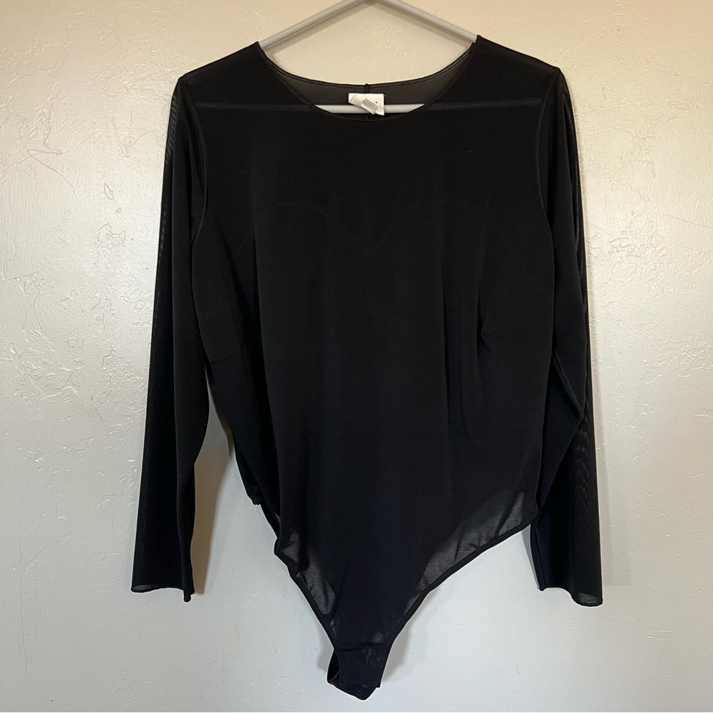 Yitty black mesh thong bodysuit, 3X